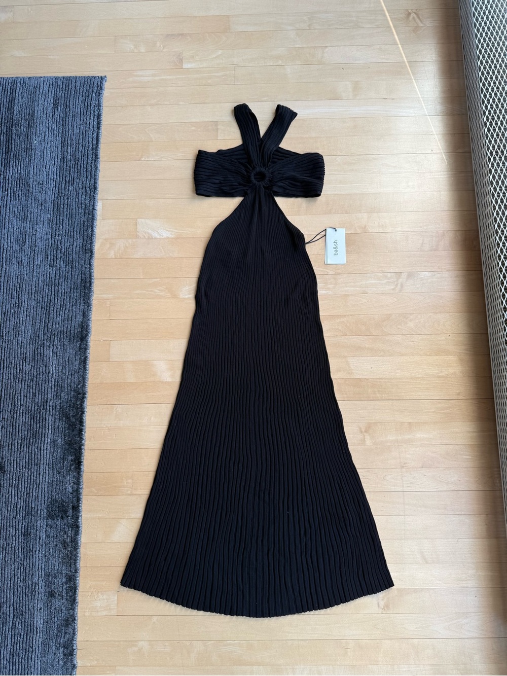 ba&sh NWT Black Maxi Dress with Twist Ring and Side Cutouts - Picture 4 of 7